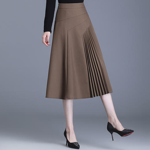 气质A字百褶半身裙女2022春季新款韩版高腰显瘦大摆百褶中长裙 TY30330 商品图2