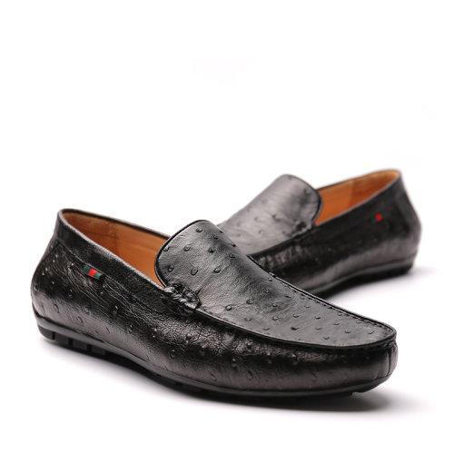 【22春夏新品】UROK新款鸵鸟皮男士防滑耐磨休闲乐福鞋个性时尚潮流男鞋 商品图1