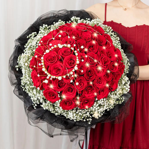 52朵玫瑰花束送女朋友老婆暗恋对象告白纪念日求婚女神节520七夕情人节中秋节圣诞节 商品图2