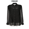 VIMAGE纬漫纪新款纯色通勤百搭系带衬衬衣女士小上衣VC2109214 商品缩略图5