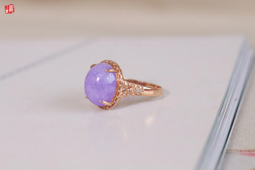 天然紫翡戒指   镶嵌：18K金镶钻 商品图2