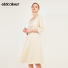 oldcolour春季纯色方领时尚气质优雅收腰显瘦长袖连衣裙N13103355 商品缩略图7