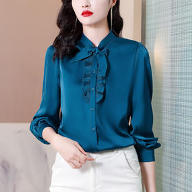 气质高端，设计感小众立领长袖时尚缎面衬衫AYL-1399