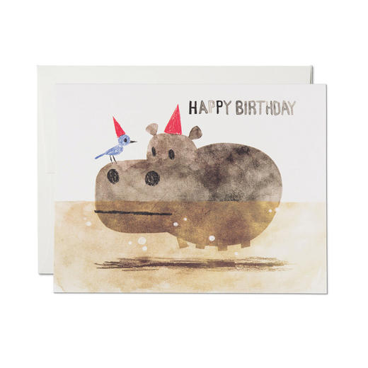 北京仓｜Red Cap Cards-Bird And Hippo-朋友呀，生日快乐！ 贺卡［美国设计师］ 商品图0