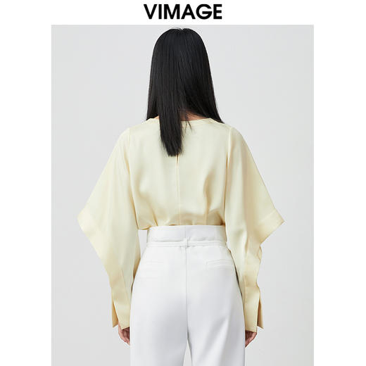 VIMAGE纬漫纪女装时尚百搭小上衣长袖纯色小上衣V1513105 商品图4