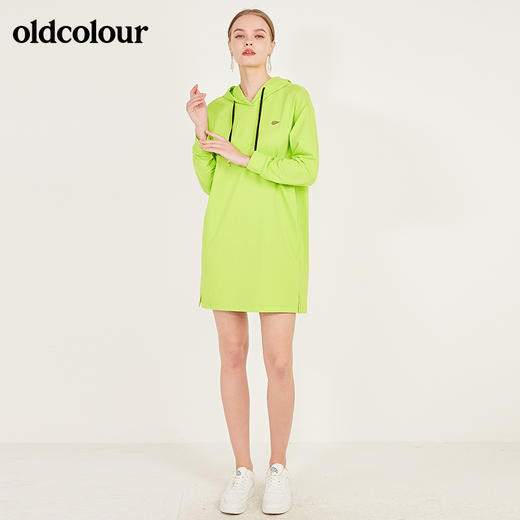oldcolour春季纯色时尚设计感连帽长袖连衣裙N12103225 商品图3