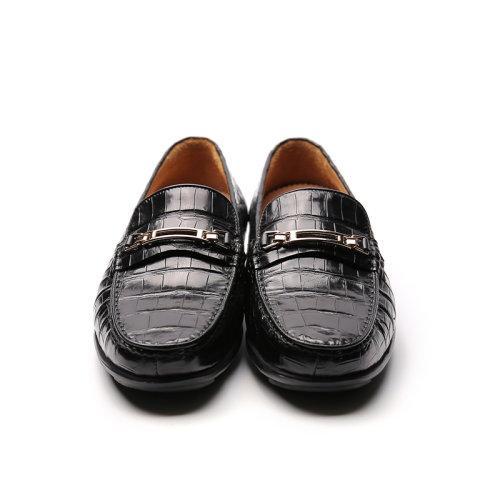 【21春夏新品】UROK新品鳄鱼手工制作男鞋休闲套脚软底乐福鞋舒适一脚蹬皮鞋 商品图3