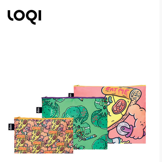 德国LOQI x L/L 艺术系列 环保收纳袋三件套 INS网红插画风 文具数码配件收纳整理套包洗漱化妆防泼水潮流 商品图2