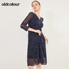 oldcolour春季时尚V领修身收腰显瘦气质长袖连衣裙女N12103273 商品缩略图4
