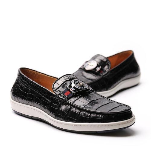 【21春夏新品】UROK新品鳄鱼手工制作男鞋休闲套脚软底乐福鞋舒适一脚蹬皮鞋 商品图4