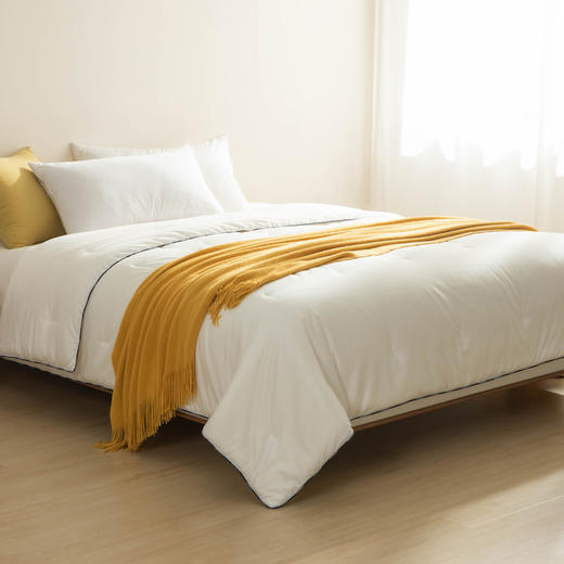 梦洁  蔚蓝长绒棉大豆抗菌恒温四季被（白） 商品图1