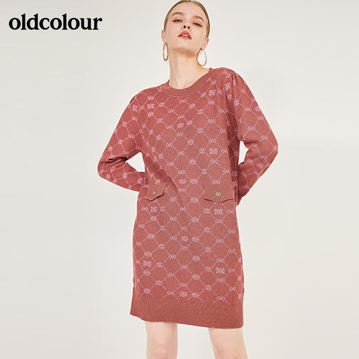 oldcolour春季新款休闲气质百搭内搭圆领针织连衣裙N11106145 商品图1