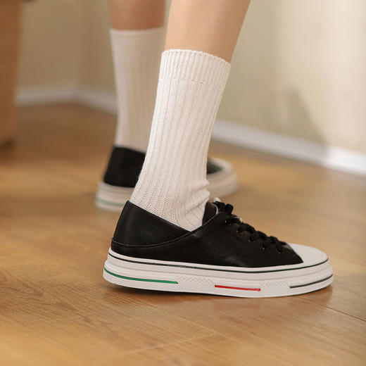 西村名物2022年春新款百搭小白鞋休闲鞋帆布形两穿懒人半拖女鞋T22AM17691 商品图3