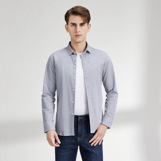 【含麻】柒牌长袖衬衫男时尚青年休闲百搭春秋款翻领透气刺绣衬衣	122A70790 商品图1