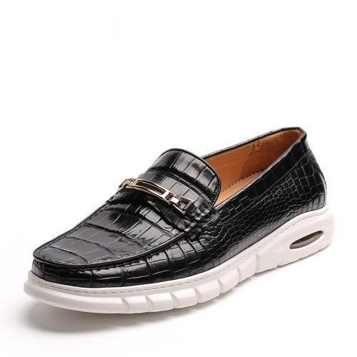 【21春夏新品】UROK新品鳄鱼手工制作男鞋休闲套脚软底乐福鞋舒适一脚蹬皮鞋 商品图2