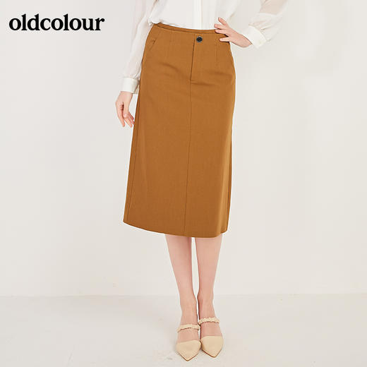 oldcolour春季新款简约设计感OL气质休闲中长款半身裙N11063170 商品图1