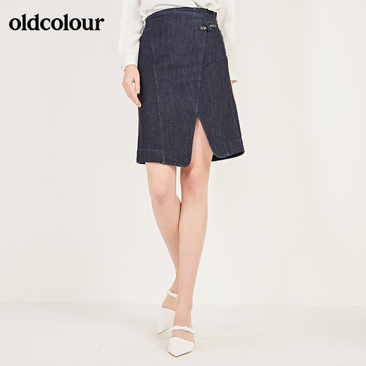 oldcolour春季新款设计感小开叉短款气质牛仔半裙N11065136 商品图1