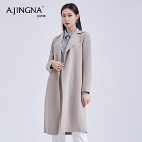 【特价款不退不换】阿菁娜春季新款双面手缝薄毛呢风衣宽松休闲外套A27C107020