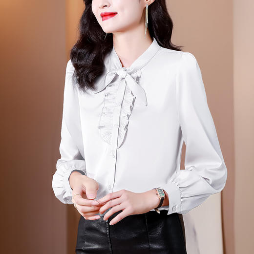 气质高端，设计感小众立领长袖时尚缎面衬衫AYL-1399 商品图4