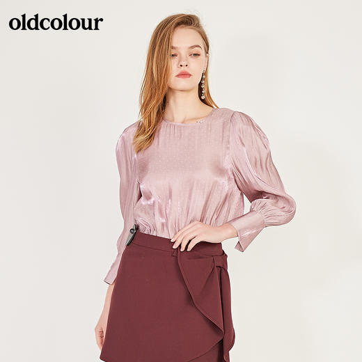 oldcolour春季圆领波点时尚气质优雅长袖套头衫女N12013268 商品图0