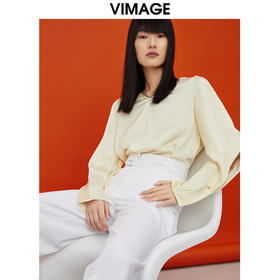 VIMAGE纬漫纪女装时尚百搭小上衣长袖纯色小上衣V1513105