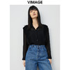 VIMAGE纬漫纪新款纯色通勤百搭系带衬衬衣女士小上衣VC2109214 商品缩略图2