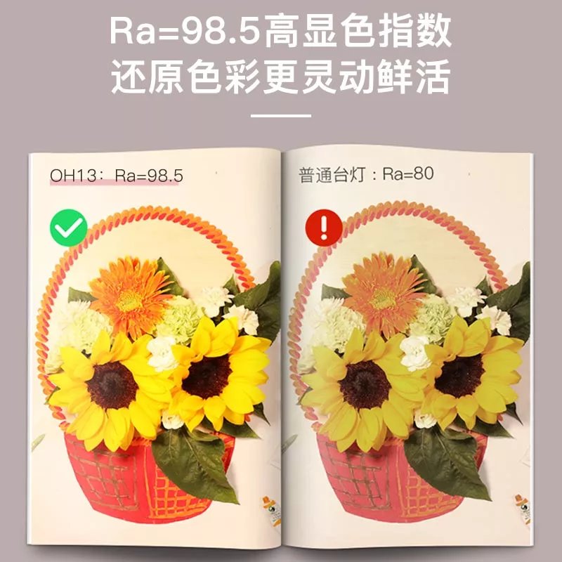 孩视宝OH13-V，国AA级微导光全光谱台灯，降低眼疲劳度，无可视蓝光危害，光照更均匀，防眩光、防指纹！创造更健康的光环境