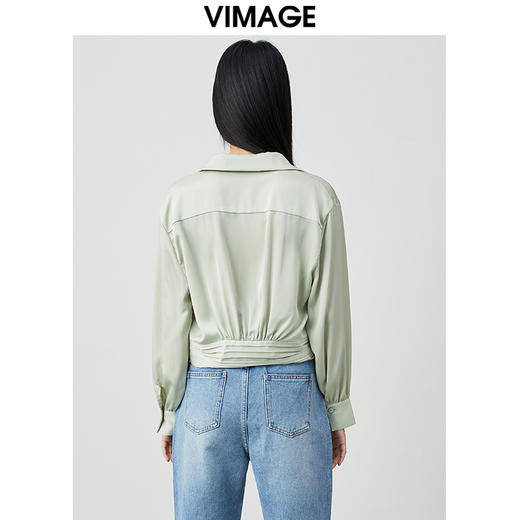 VIMAGE纬漫纪新款设计感小众修身短款小上衣女VC2113218 商品图4