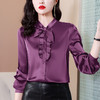 气质高端，设计感小众立领长袖时尚缎面衬衫AYL-1399 商品缩略图2