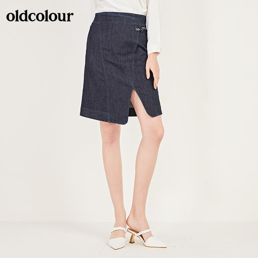 oldcolour春季新款设计感小开叉短款气质牛仔半裙N11065136 商品图3