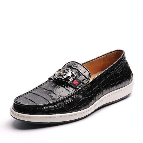 【21春夏新品】UROK新品鳄鱼手工制作男鞋休闲套脚软底乐福鞋舒适一脚蹬皮鞋 商品图2