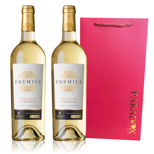 【双瓶优惠】普莱密斯庄园波尔多半甜白AOP葡萄酒+双支口袋 Premius Bordeaux Moelleux AOP 2*750ml 商品图0