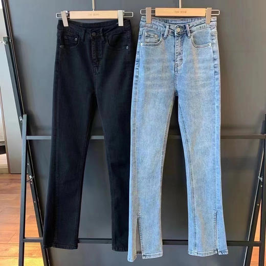 王炸神裤！休闲高腰显瘦开叉微喇叭JEANS牛仔裤！ 商品图1