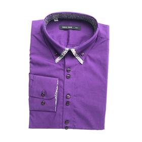 Marco Azzali 紫色拼接领长袖衬衫 C3610A00