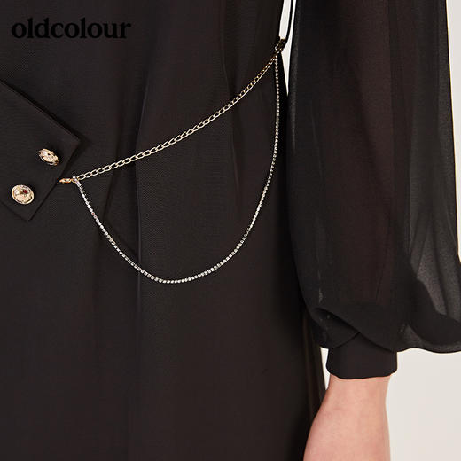 oldcolour春季新款灯笼袖高贵气质设计感长袖连衣裙N11103174 商品图4