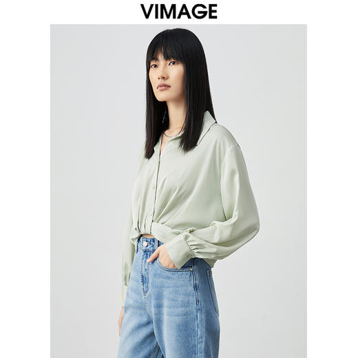 VIMAGE纬漫纪新款设计感小众修身短款小上衣女VC2113218 商品图2