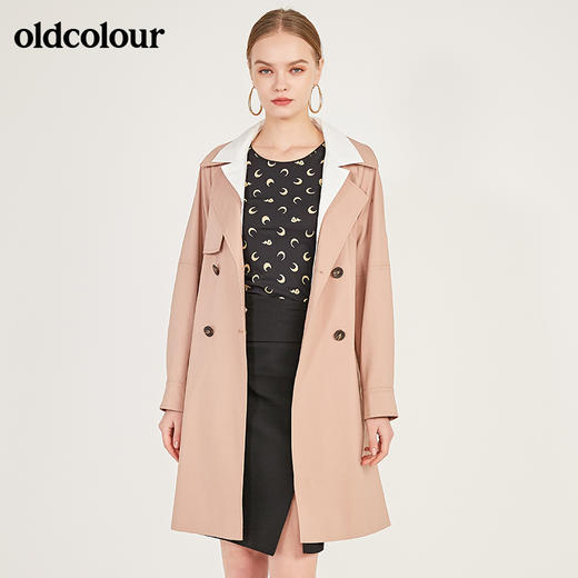 oldcolour春季新款简约气质挺括中长款基础款风衣外套女N11047132 商品图3