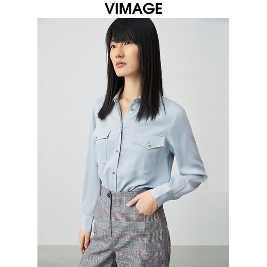 VIMAGE纬漫纪秋季新款简约时尚气质衬衫女衬衣女上衣VC2109234 商品图2