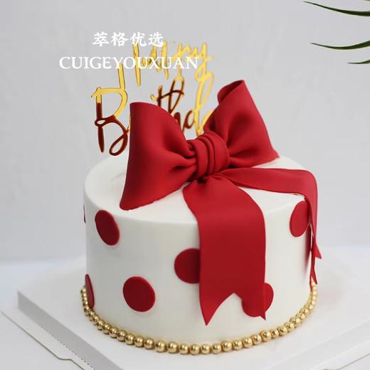 复古酒红翻糖蝴蝶结女神女生公主生日蛋糕 商品图2