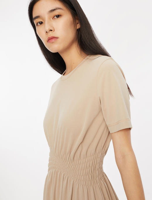 WHM 莫代尔腰部抽皱短袖连衣裙 商品图1