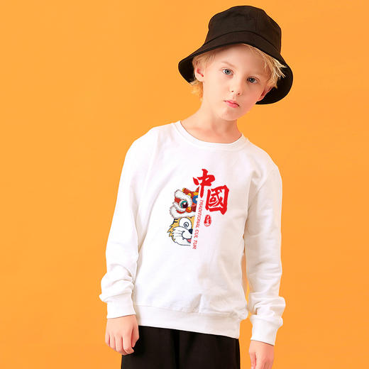 【买一送一】 春季上新国潮风儿童卫衣 圆领套头纯棉卫衣 柔软亲肤  舒适透气 易打理 男童女童可穿 商品图3