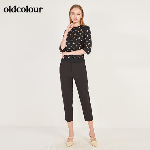 oldcolour春季圆领时尚气质撞色百搭中袖毛织套头衫女N12052242 商品图3