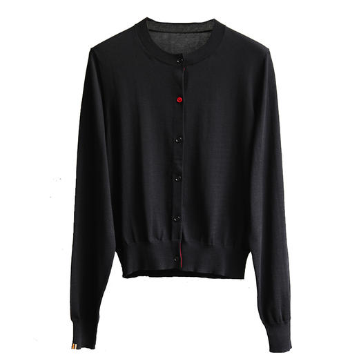 意大利纯棉圆领内撞色开衫 商品图4