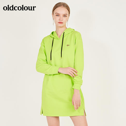 oldcolour春季纯色时尚设计感连帽长袖连衣裙N12103225 商品图2