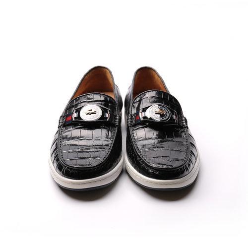 【21春夏新品】UROK新品鳄鱼手工制作男鞋休闲套脚软底乐福鞋舒适一脚蹬皮鞋 商品图3