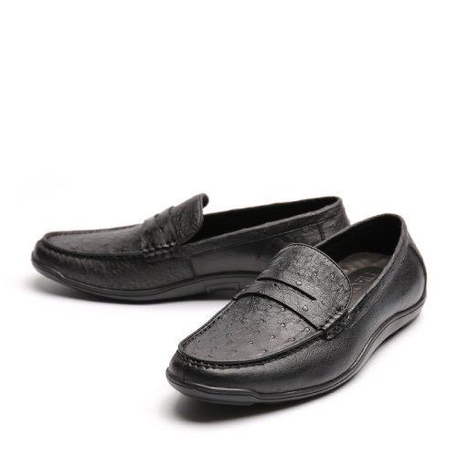 【21春夏新品】UROK鸵鸟皮豆豆鞋透气休闲鞋舒适皮鞋个性男鞋磨耐滑防驾车鞋 商品图1