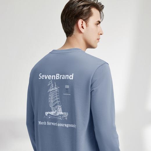 柒牌卫衣男潮ins春秋季新款时尚青年百搭印花长袖圆领套头衫	122W70100 商品图2