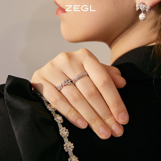 ZEGL设计师爱心戒指女设计小众高级冷淡风LOVE指环轻奢精致食指戒 商品图5