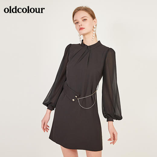 oldcolour春季新款灯笼袖高贵气质设计感长袖连衣裙N11103174 商品图7