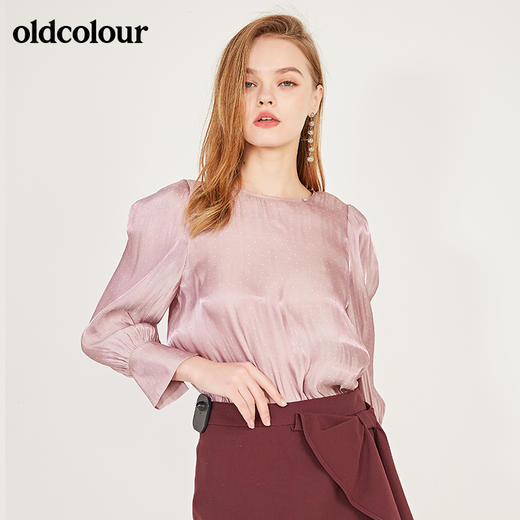 oldcolour春季圆领波点时尚气质优雅长袖套头衫女N12013268 商品图1